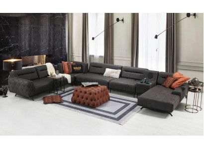 U-shaped sectional sofa, upholstered sofa, fabric sofa, corner set, couch, gray, large sofa